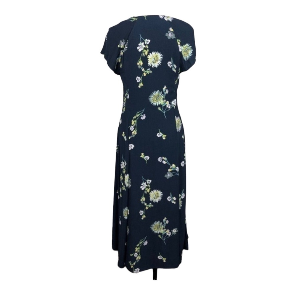 FREE PEOPLE Blue Floral V-Neck Short Sleeve Button Front Midi Dress Large - Picture 13 of 14